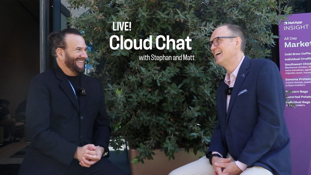 Live Cloud Chat with Stephan and Matt Image of Stephan and Matt seated outside at INSIGHT conference